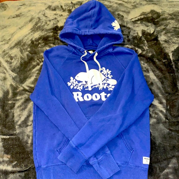Blue ROOTS pull-over Hoodie - Picture 1 of 4